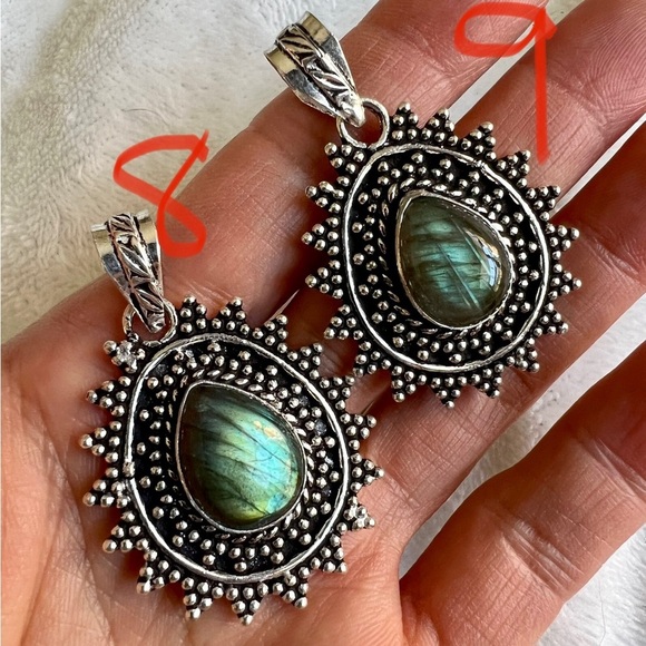 You Choose! 925 Fancy Flash Labradorite Pendant Necklace - Picture 5 of 9